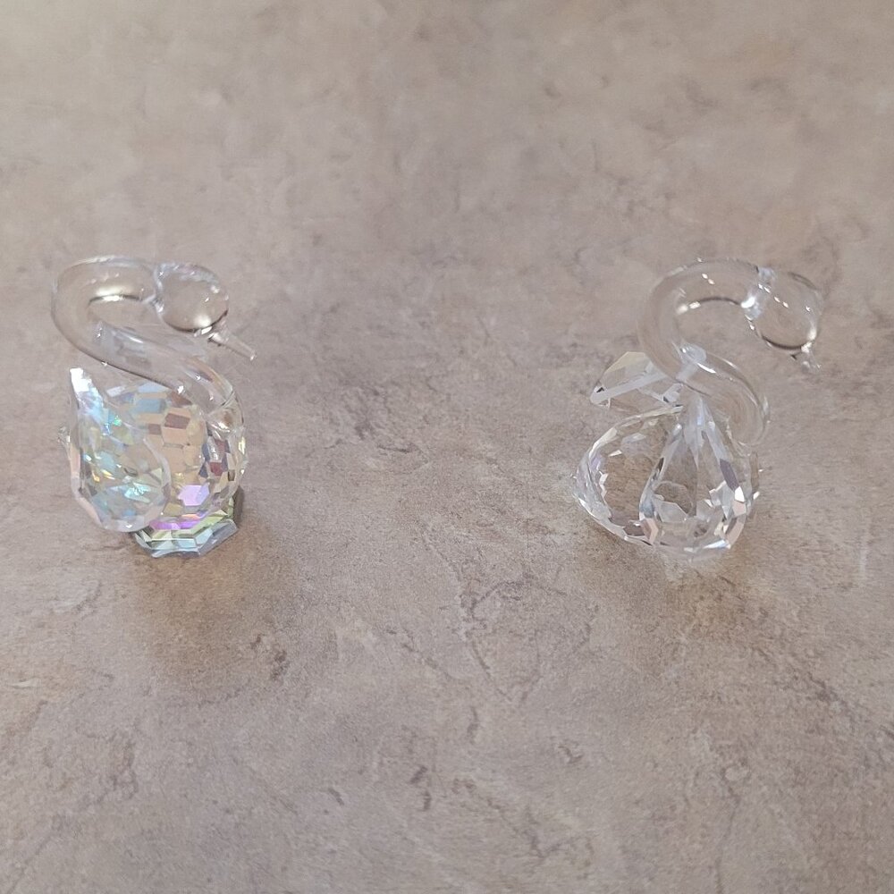 Set of 2 Crystal Miniature Swan Figurines